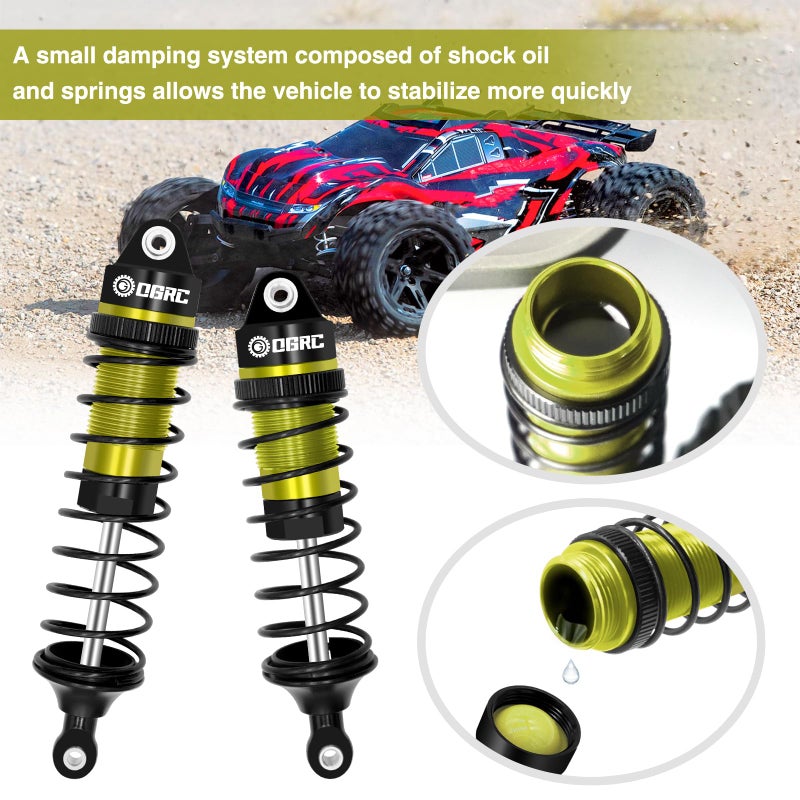 OGUNKE OGRC Oil Shock Absorber RC Shock Absorber Damper Set for 1/10 Traxxas Slash 2WD/4X4 Hoss Rustler 4X4 VXL Bandit Nitro Stampede Upgrades Replace of 5862 (Green) - Image 3